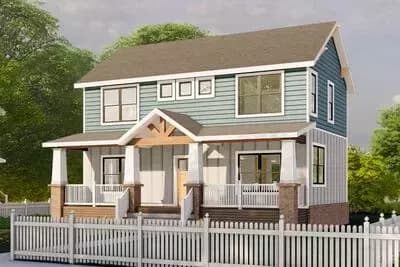Modern Farmhouse Plan with Covered Porch & Upstairs Laundry