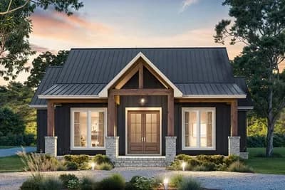 Modern Farmhouse House Plan with 3 Beds, Master on Main, and Outdoor Kitchen