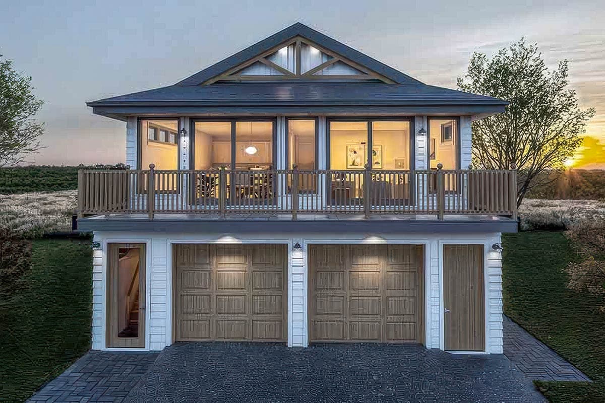 Plan 147046RML: Modern 2-Bed Carriage House Plan ADU with 2-Car Garage and Expansive Deck - Image #5 - Carriage, Coastal, Craftsman, Northwest, Traditional