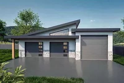 Contemporary 3-Car RV Garage Plan with Wet Bar and Workshop