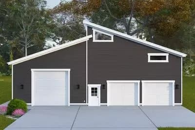 Sleek Modern Garage Plan with Workshop and Party Loft