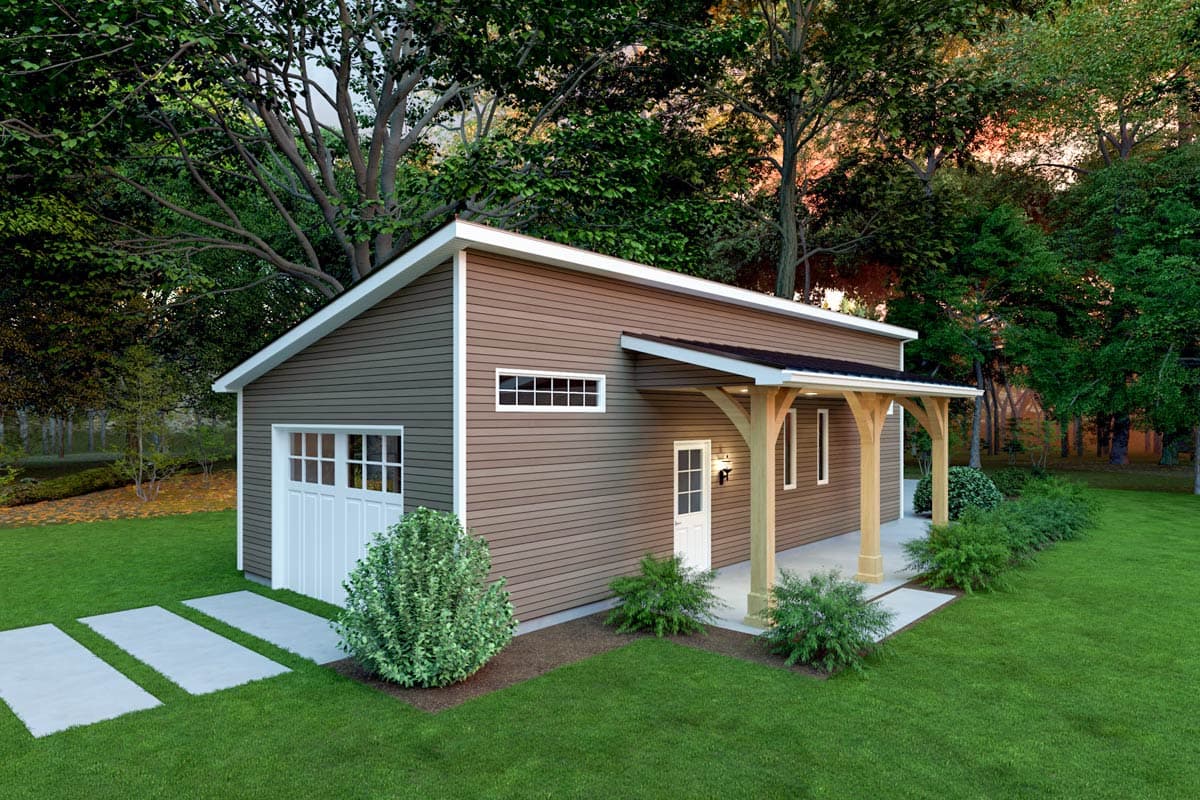 Plan 506054BRY: Modern Detached 1-Car Garage House Plan with Workshop