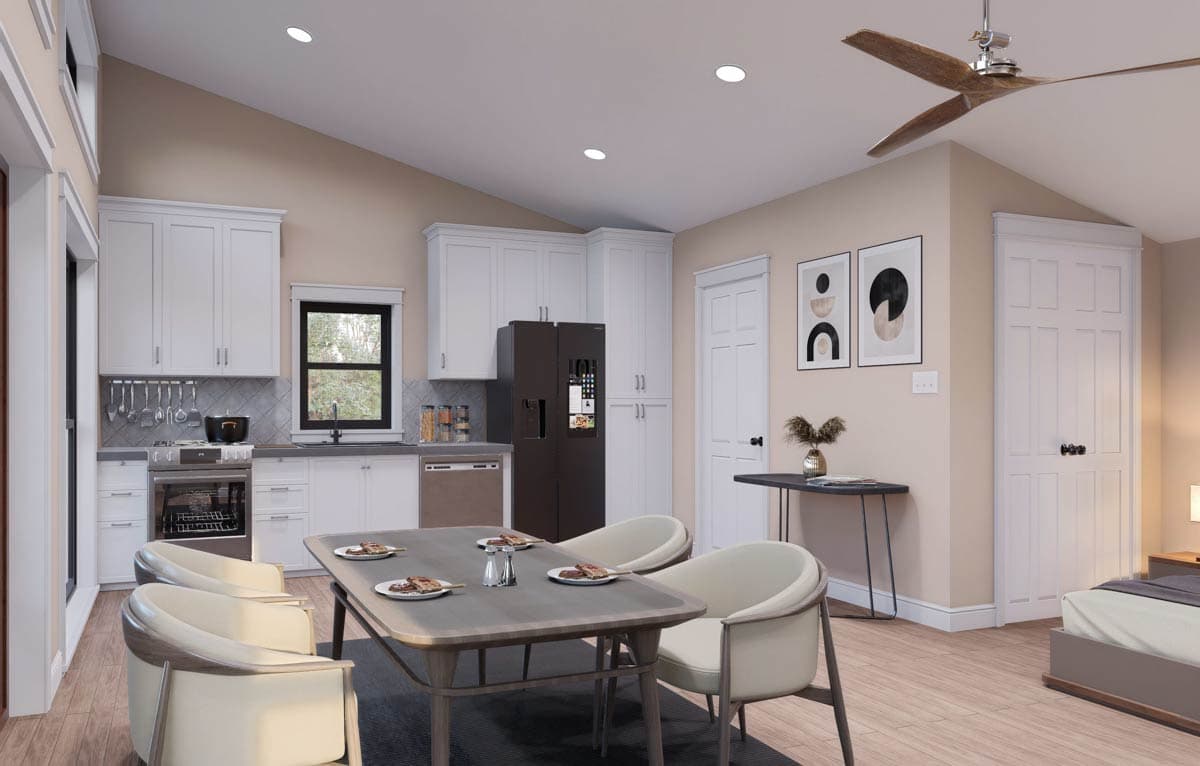 Plan 680591VR: Modern Mountain Garage ADU Plan with Studio Apartment Above - Image #8 - Carriage, Modern, Vacation