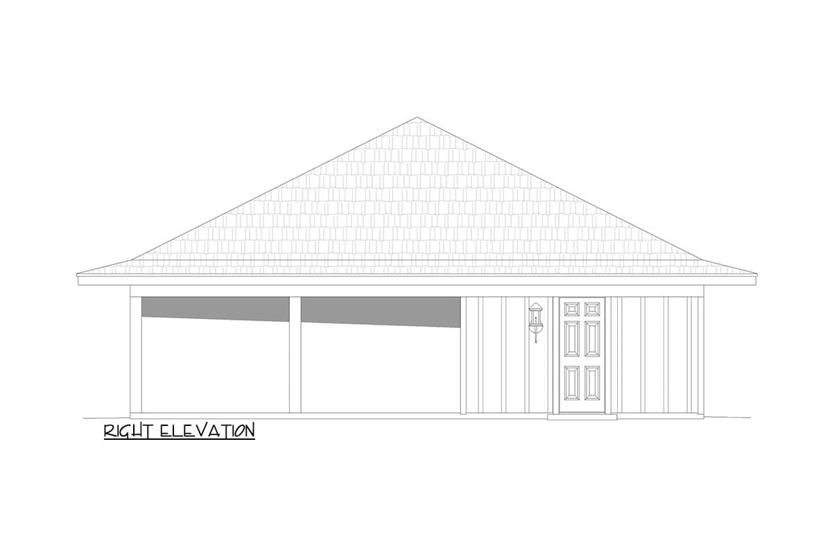 Plan 680593VR: Traditional 3-Car Carport House Plan with Workshop and Full Bath - Image #5 - Traditional