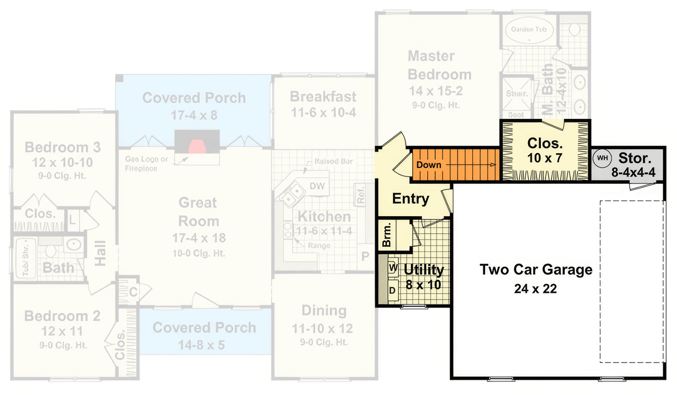 Plan 51269MM: Elegant Stone Ranch House Plan with Split Bedrooms and Formal Dining - Floor Plan - Optional basement Level Entrance - French Country, Ranch, Traditional