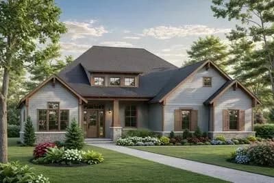 Craftsman House Plan with Sunroom and Charming Bedrooms