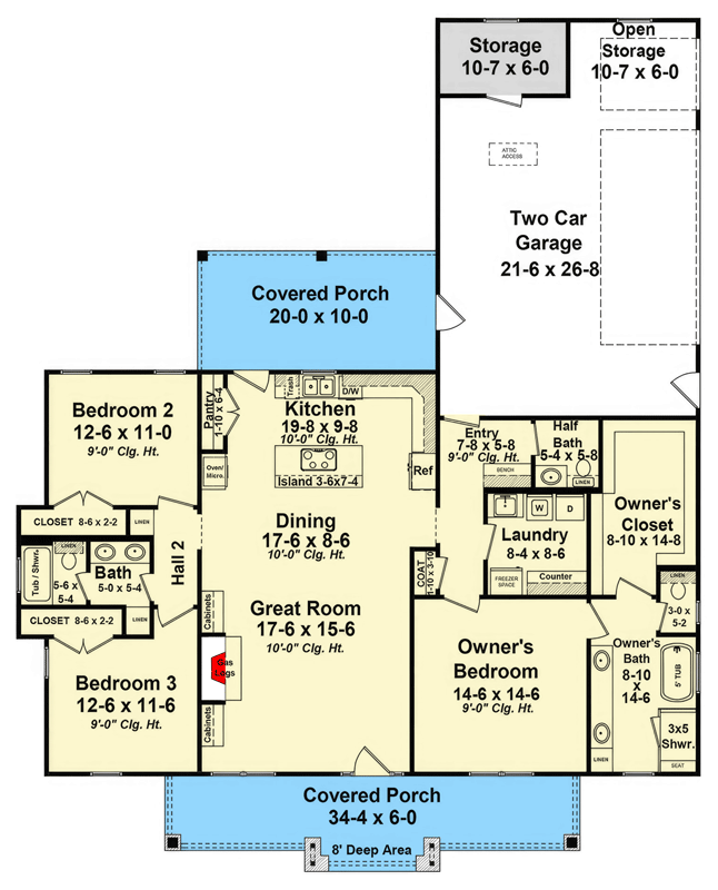 Plan 51275MM: Craftsman Farmhouse House Plan: 3 Beds, Open Concept, Covered Porches - Floor Plan - Main Level - Cottage, Craftsman, Farmhouse