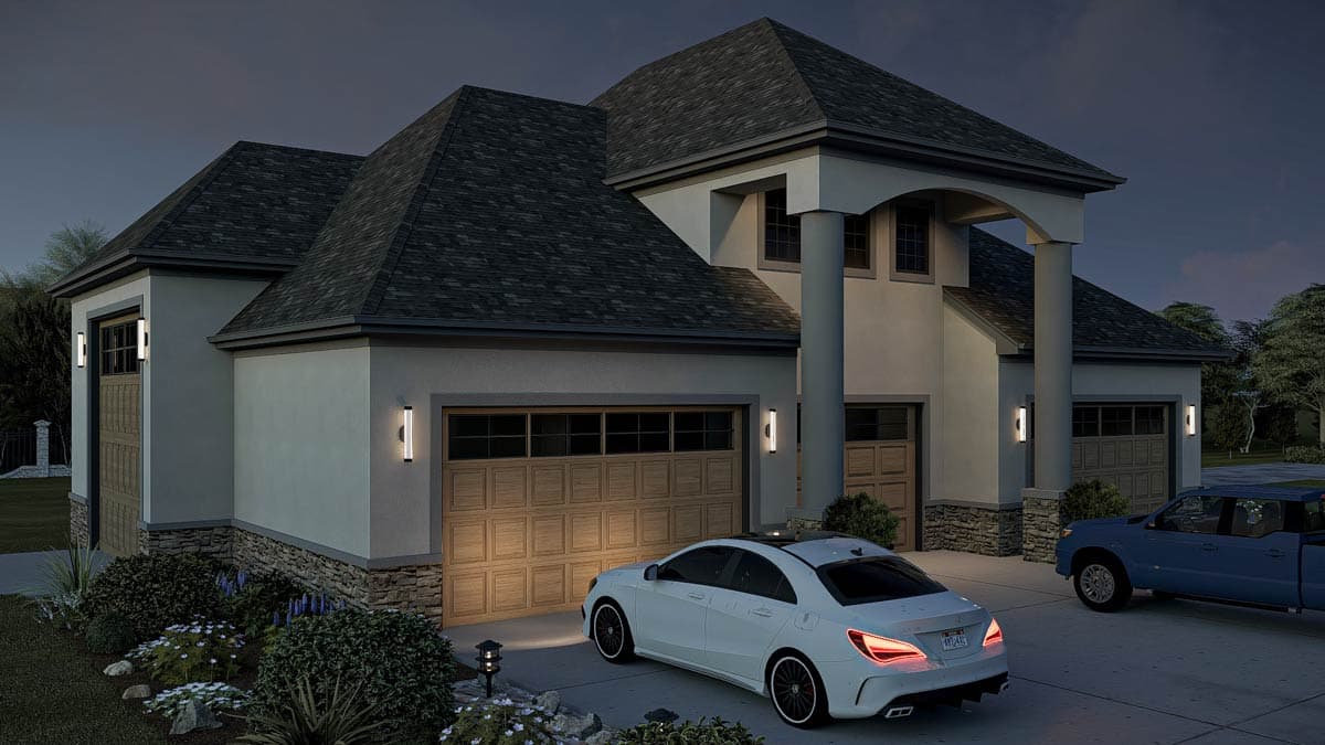 Plan 623549DJ: Expansive 7-Car Garage House Plan with Flexible Upper Bonus - Image #6 - Mediterranean