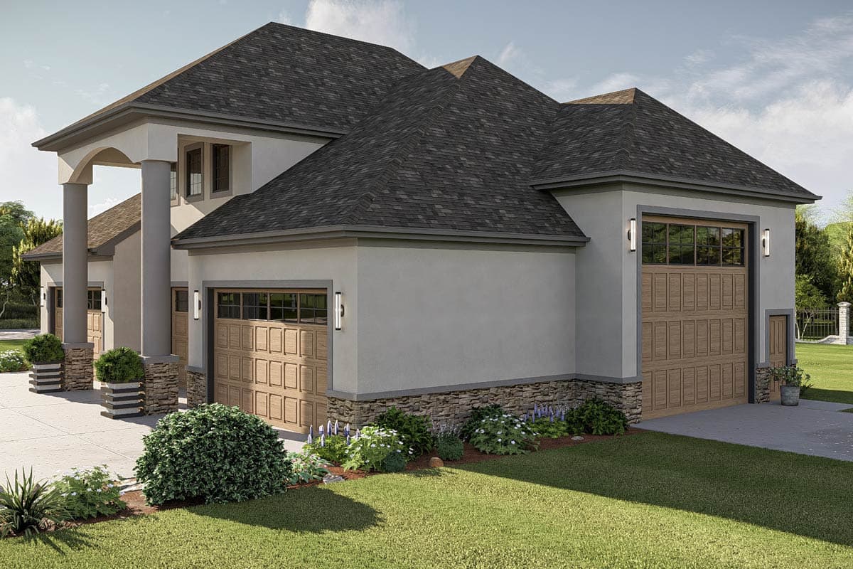 Plan 623549DJ: Expansive 7-Car Garage House Plan with Flexible Upper Bonus - Image #5 - Mediterranean
