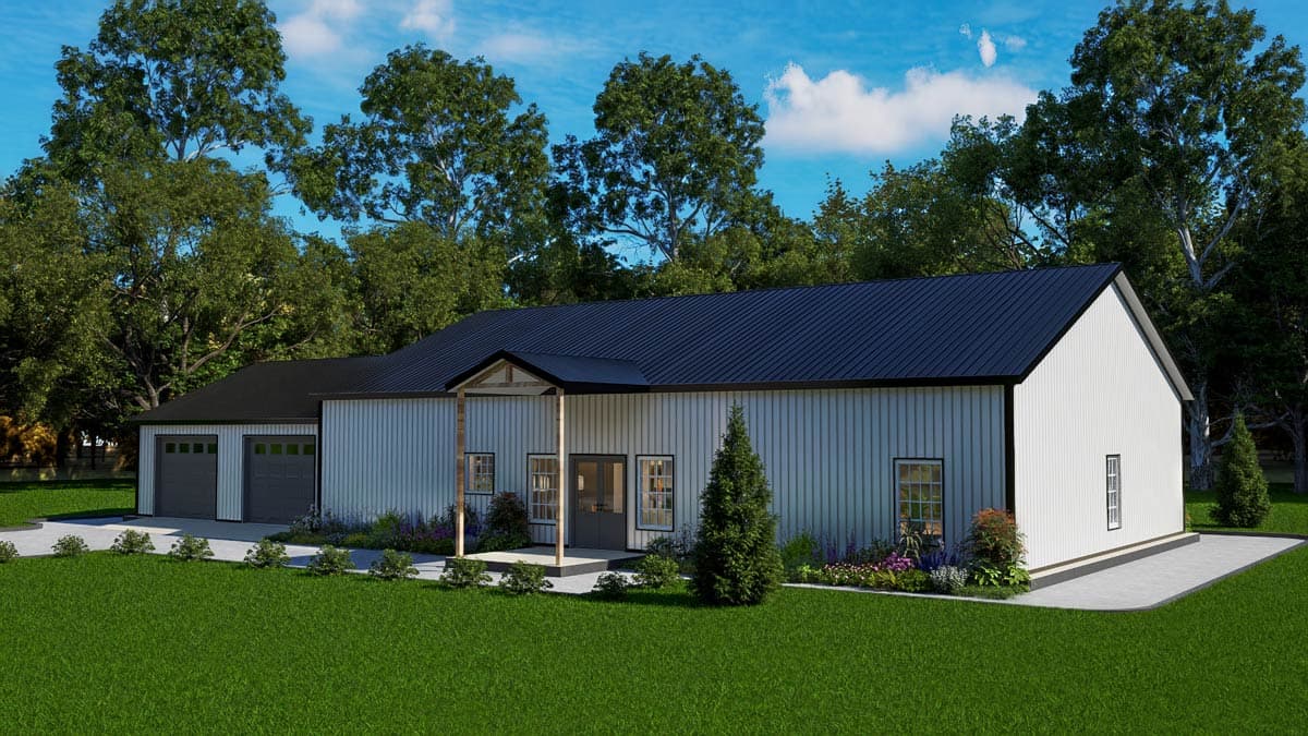 Plan 530148KTE: Modern Barndominium Ranch Plan with Game Room and Split Beds - Image #9 - Barndominium, Ranch