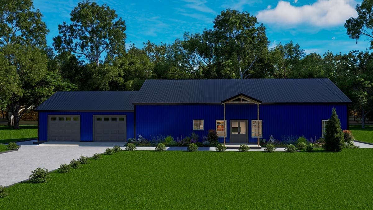Plan 530148KTE: Modern Barndominium Ranch Plan with Game Room and Split Beds - Image #25 - Barndominium, Ranch