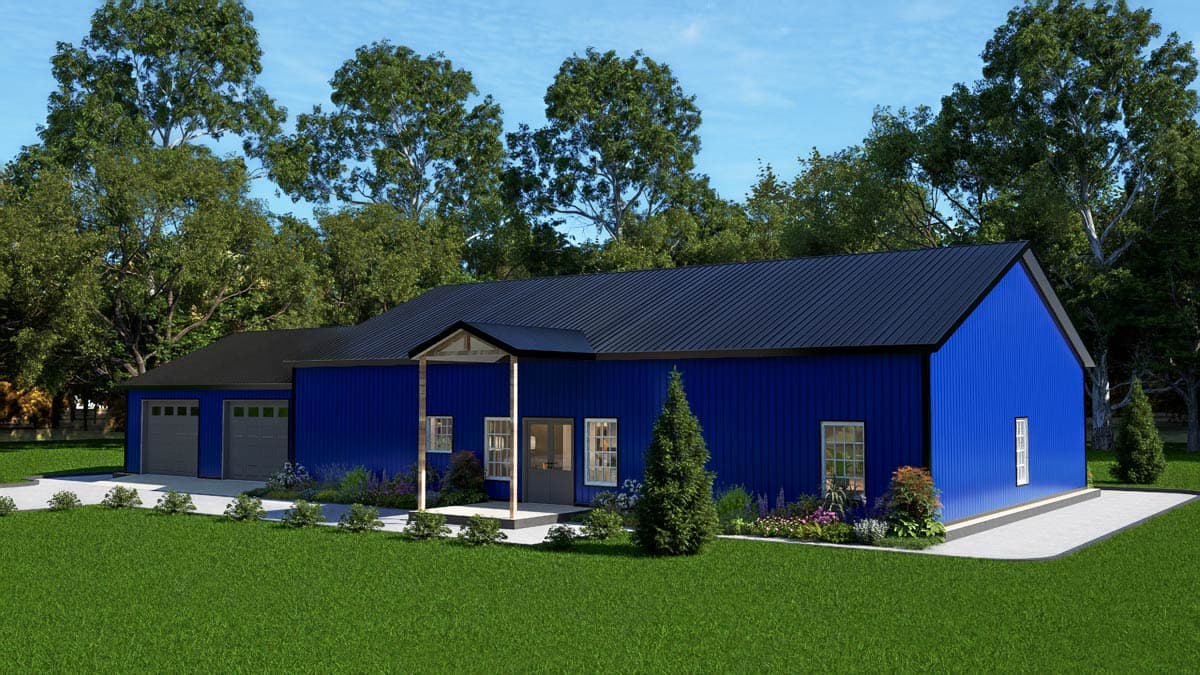 Plan 530148KTE: Modern Barndominium Ranch Plan with Game Room and Split Beds - Image #26 - Barndominium, Ranch