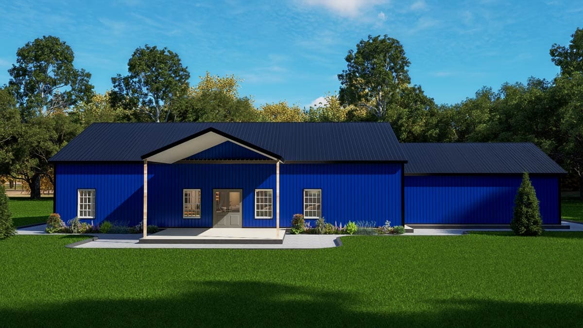 Plan 530148KTE: Modern Barndominium Ranch Plan with Game Room and Split Beds - Image #28 - Barndominium, Ranch