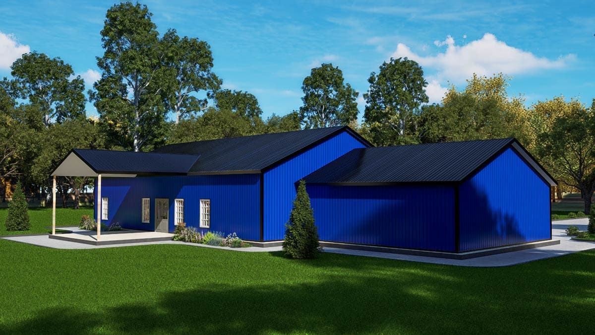Plan 530148KTE: Modern Barndominium Ranch Plan with Game Room and Split Beds - Image #29 - Barndominium, Ranch