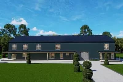 Six-Bedroom Barndominium Plan with Spacious Pantry and Game Room