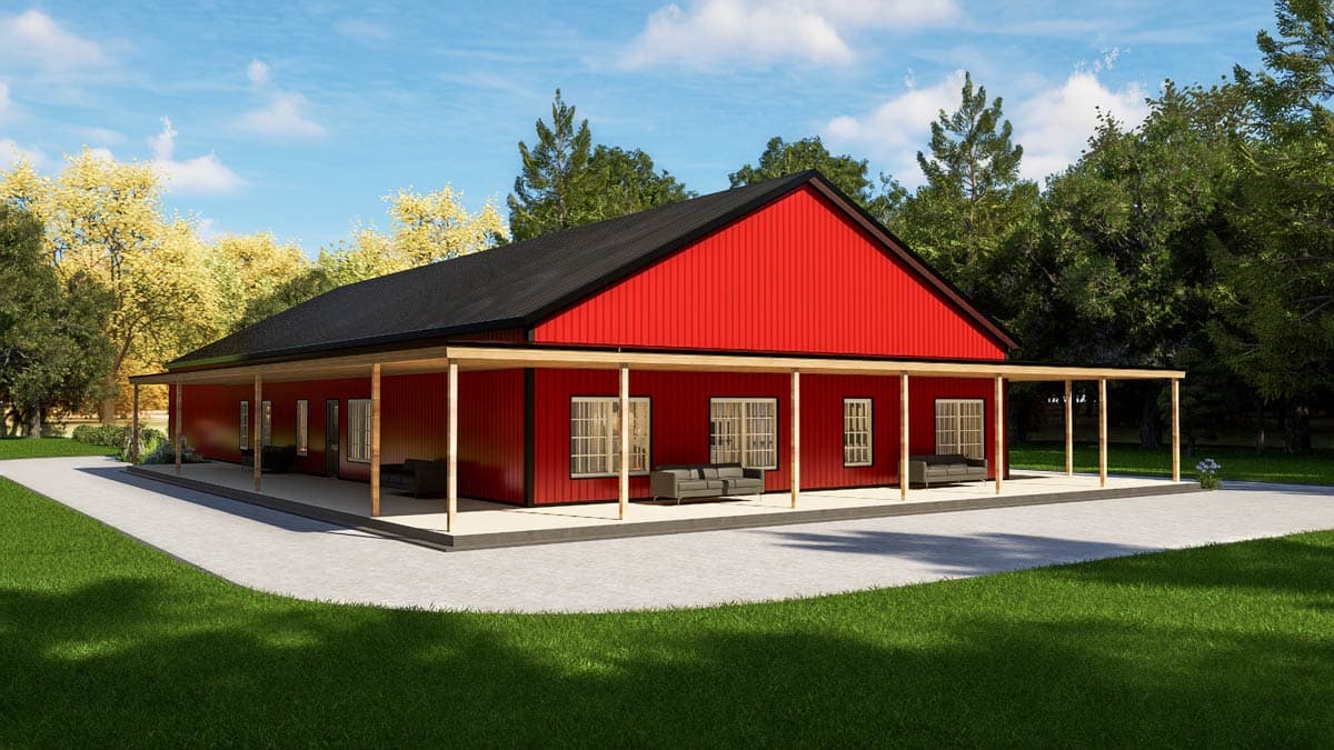 Plan 530150KTE: Country Barndominium House Plan with 4 Beds, Office, and Expansive Wrap-Around Porch - Image #30 - Barndominium, Country, Rustic