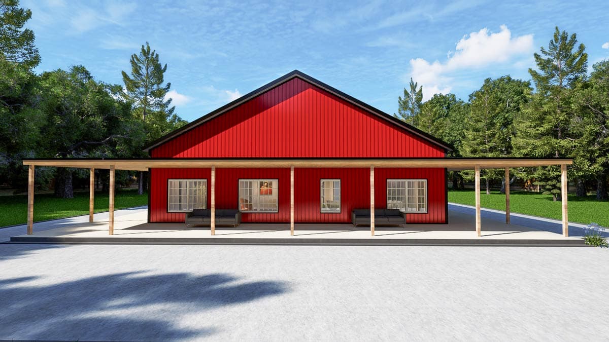 Plan 530150KTE: Country Barndominium House Plan with 4 Beds, Office, and Expansive Wrap-Around Porch - Image #31 - Barndominium, Country, Rustic