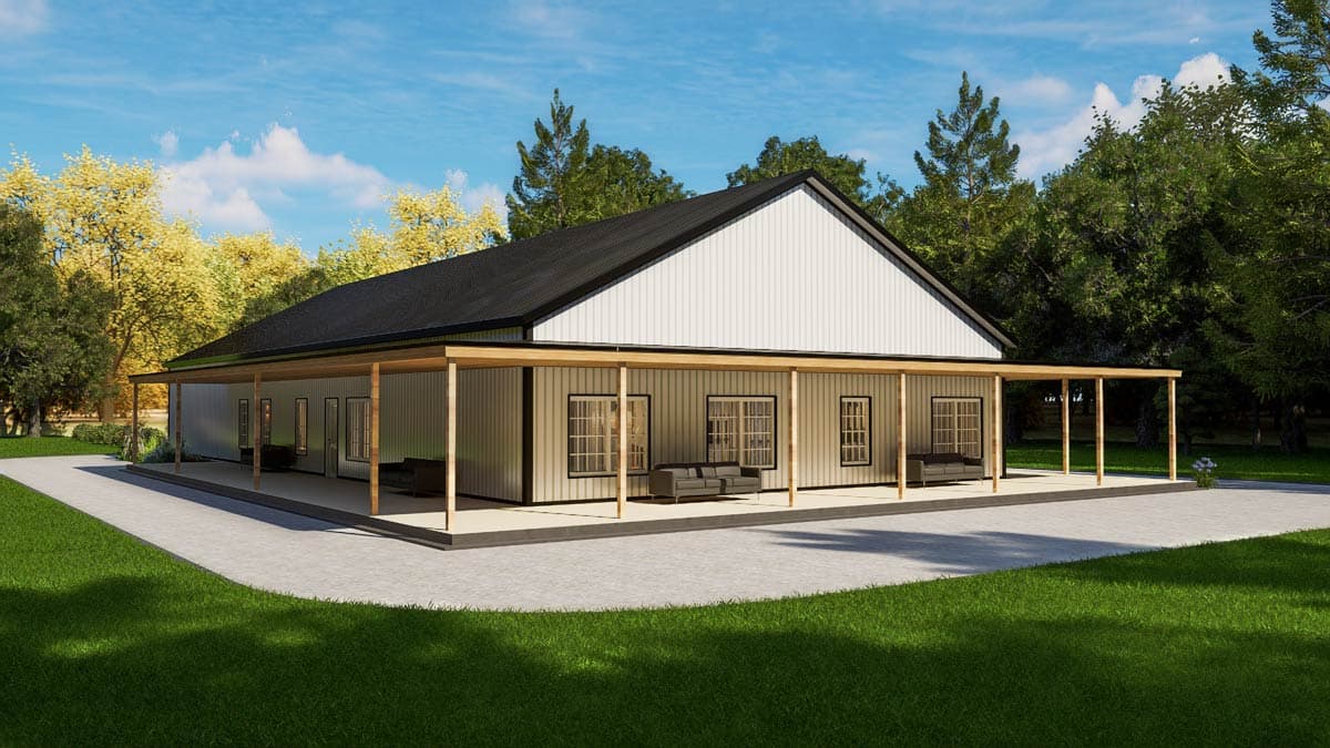 Plan 530150KTE: Country Barndominium House Plan with 4 Beds, Office, and Expansive Wrap-Around Porch - Image #15 - Barndominium, Country, Rustic