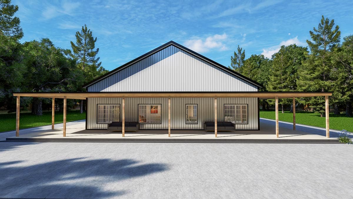 Plan 530150KTE: Country Barndominium House Plan with 4 Beds, Office, and Expansive Wrap-Around Porch - Image #16 - Barndominium, Country, Rustic