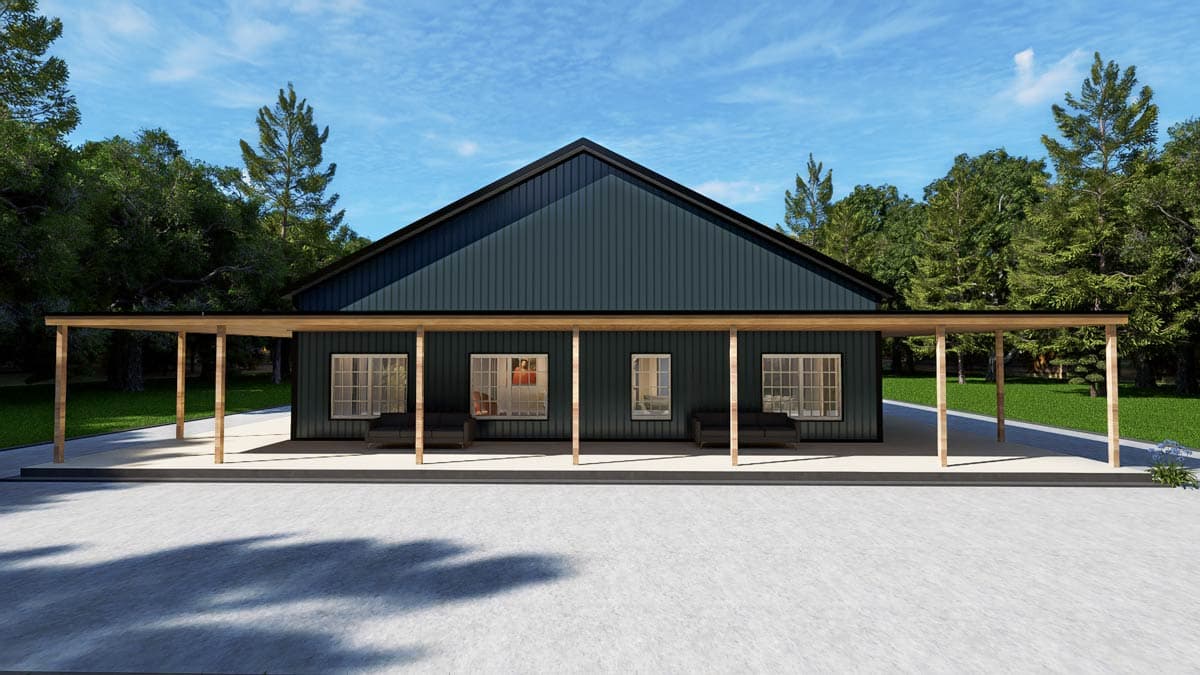 Plan 530150KTE: Country Barndominium House Plan with 4 Beds, Office, and Expansive Wrap-Around Porch - Image #8 - Barndominium, Country, Rustic