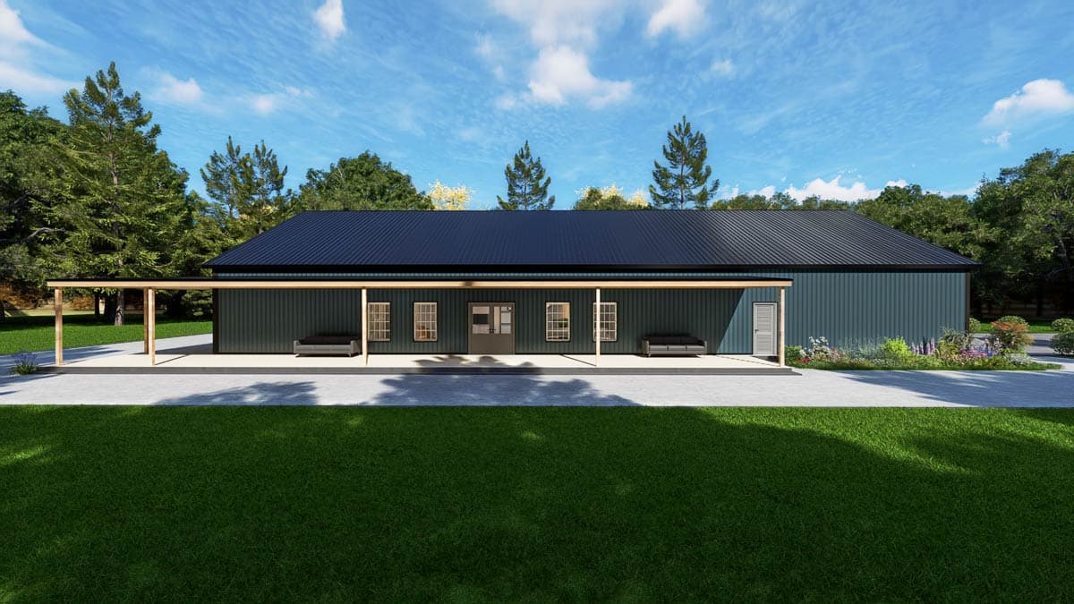 Plan 530150KTE: Country Barndominium House Plan with 4 Beds, Office, and Expansive Wrap-Around Porch - Image #9 - Barndominium, Country, Rustic