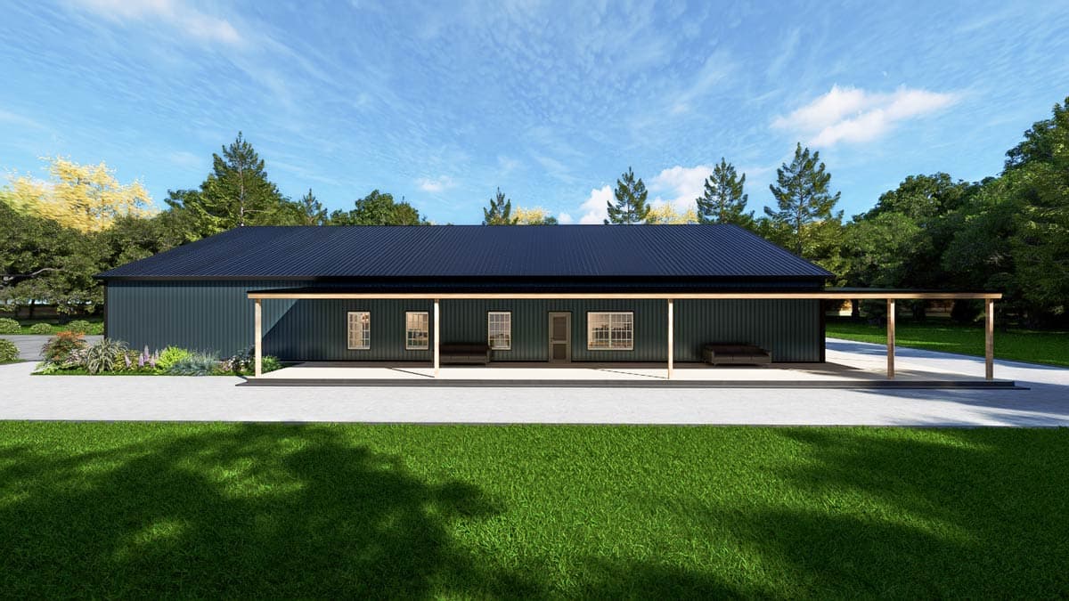 Plan 530150KTE: Country Barndominium House Plan with 4 Beds, Office, and Expansive Wrap-Around Porch - Image #10 - Barndominium, Country, Rustic