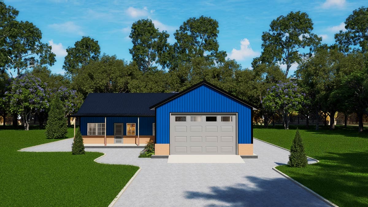 Plan 530151KTE: Modern Barndominium House Plan with Split Bedrooms and Covered Porches - Image #9 - Barndominium, Country