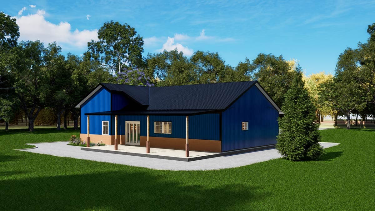 Plan 530151KTE: Modern Barndominium House Plan with Split Bedrooms and Covered Porches - Image #13 - Barndominium, Country