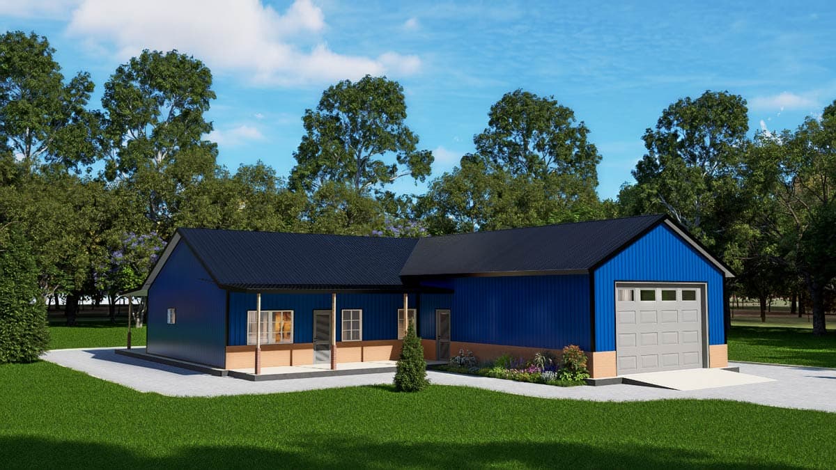Plan 530151KTE: Modern Barndominium House Plan with Split Bedrooms and Covered Porches - Image #16 - Barndominium, Country