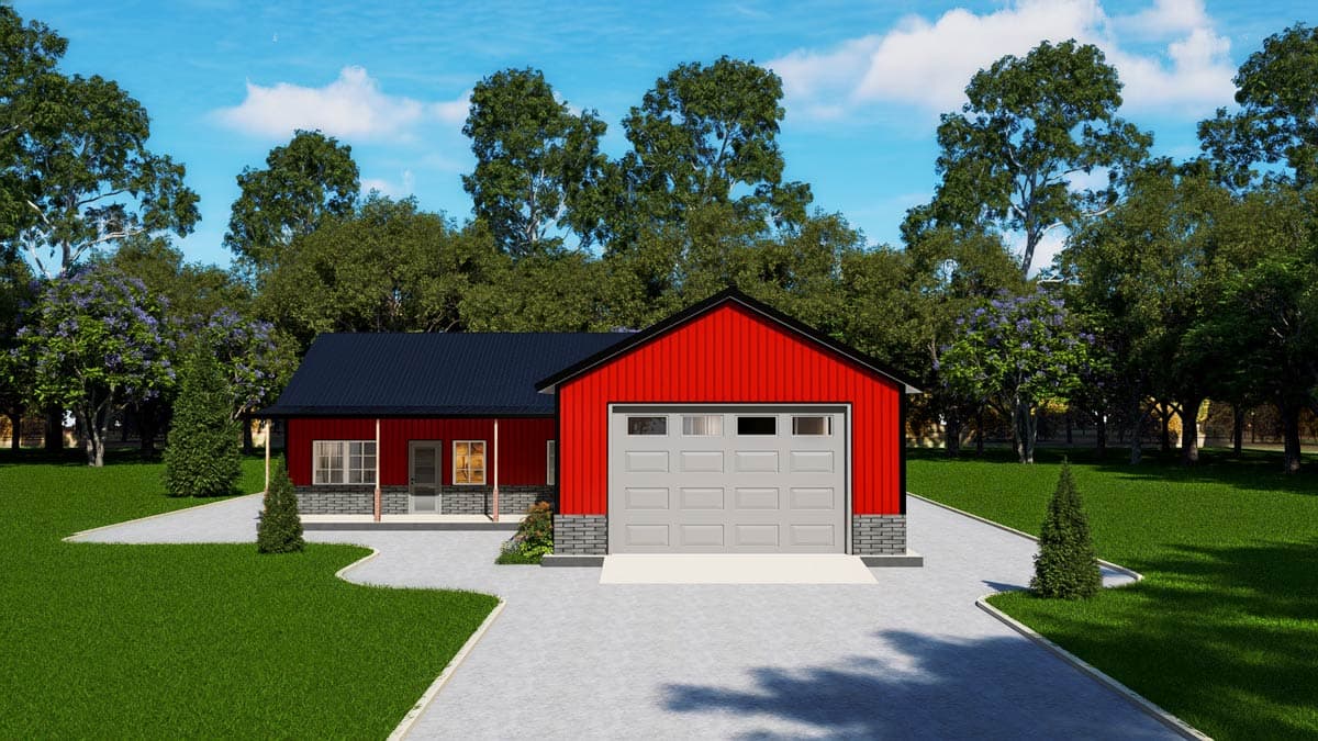 Plan 530151KTE: Modern Barndominium House Plan with Split Bedrooms and Covered Porches - Image #17 - Barndominium, Country