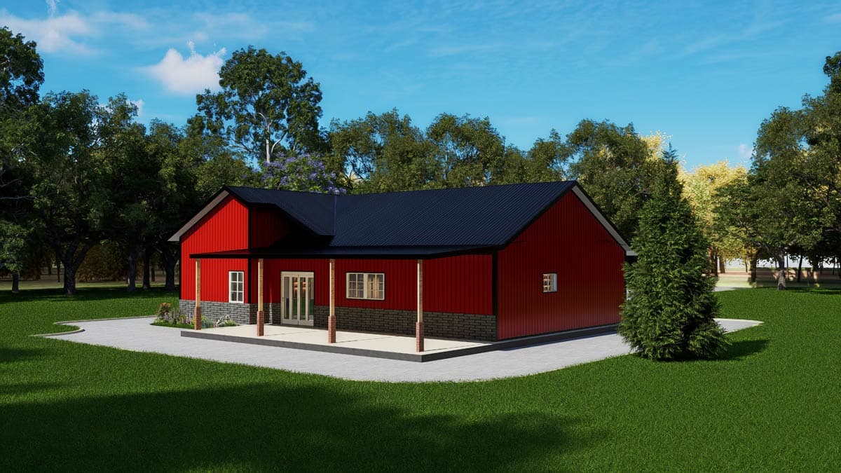 Plan 530151KTE: Modern Barndominium House Plan with Split Bedrooms and Covered Porches - Image #21 - Barndominium, Country