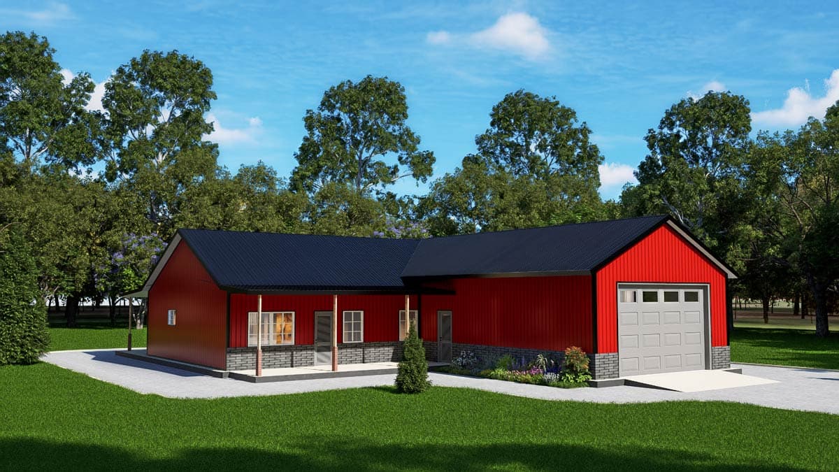 Plan 530151KTE: Modern Barndominium House Plan with Split Bedrooms and Covered Porches - Image #24 - Barndominium, Country