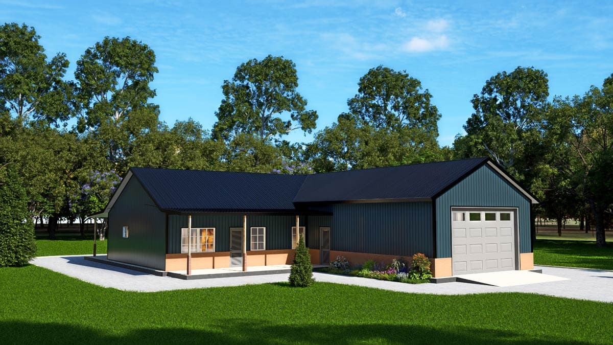 Plan 530151KTE: Modern Barndominium House Plan with Split Bedrooms and Covered Porches - Image #8 - Barndominium, Country