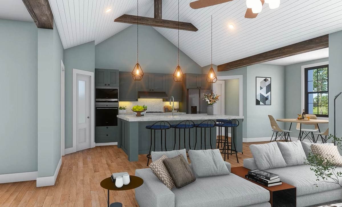 Plan 680598VR: Charming Modern Farmhouse Plan with Split Beds and Vaulted Living - Image #6 - Farmhouse, Modern Farmhouse, New American