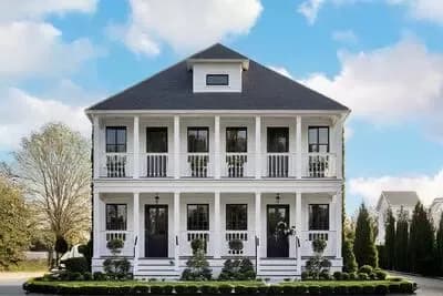 Charming Southern Duplex House Plan with 4 Beds and Stacked Porches