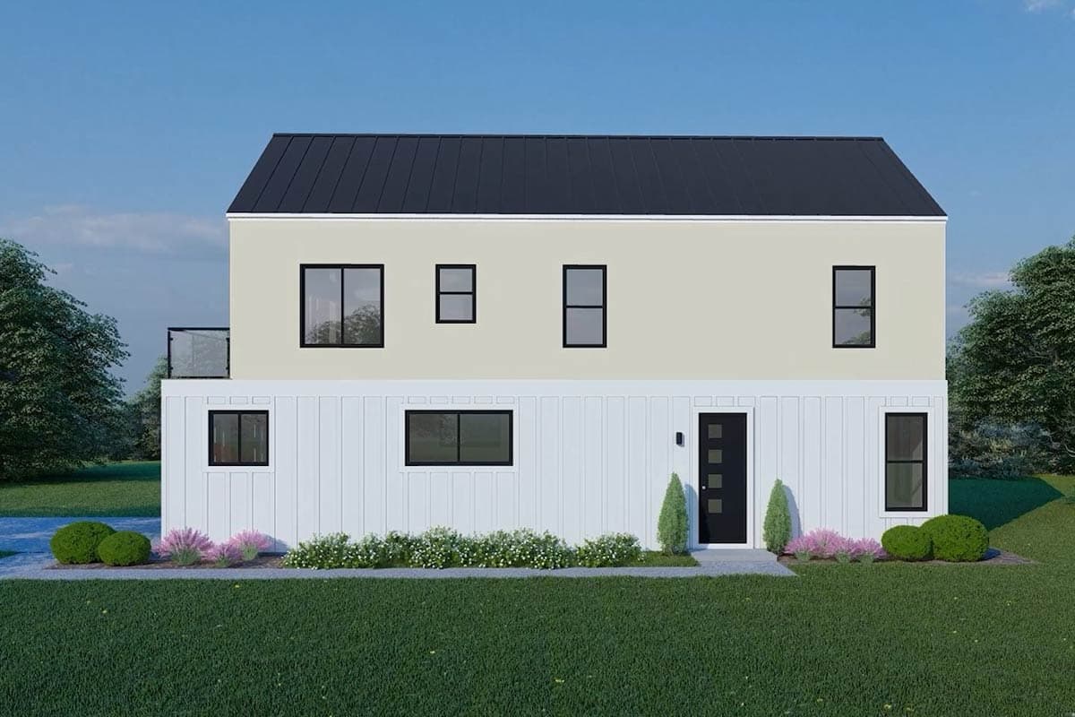 Plan 680601VR: Sleek Scandinavian House Plan with Vaulted Living and Rooftop Balcony - Image #5 - Contemporary, Scandinavian