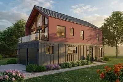 Sleek Scandinavian House Plan with Vaulted Living and Rooftop Balcony
