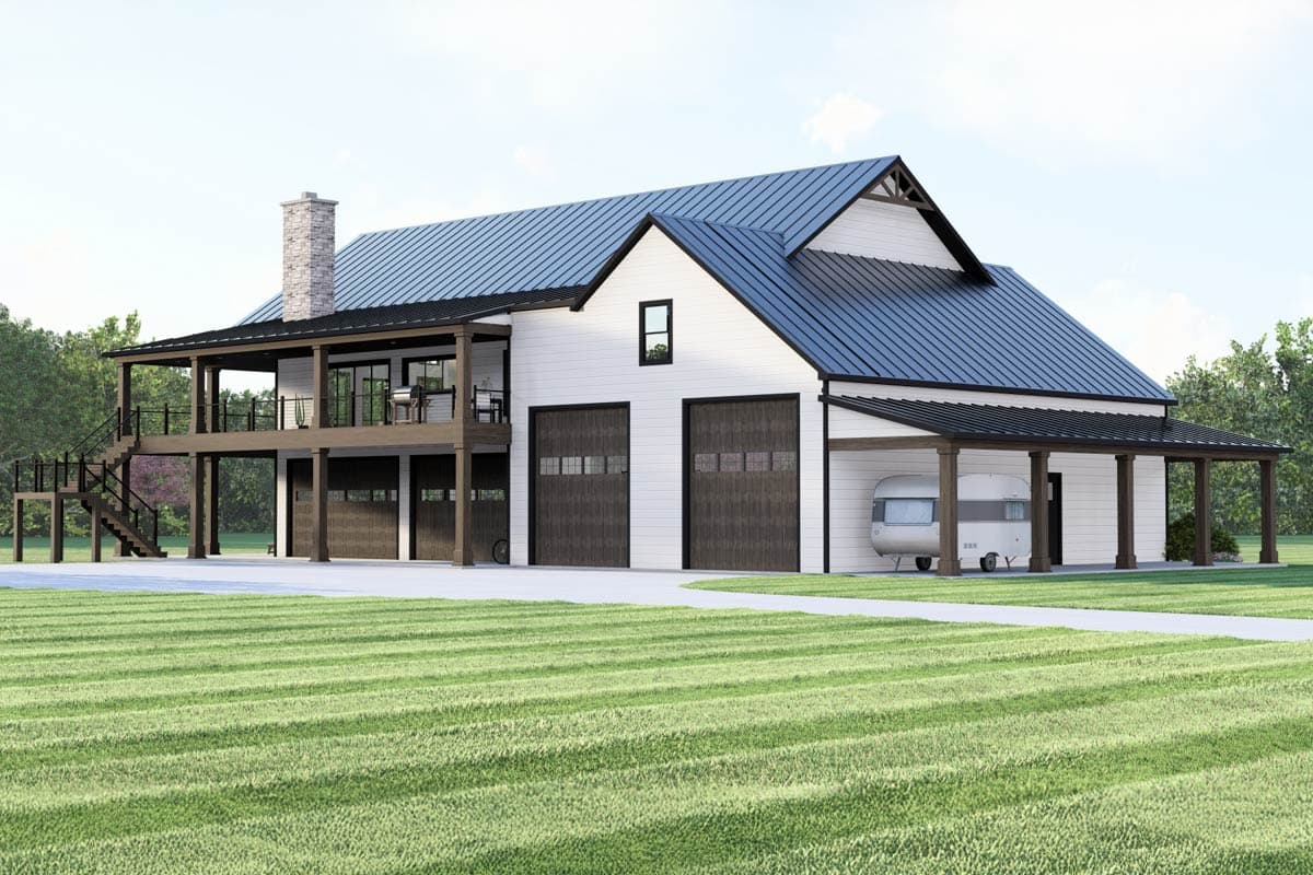 Plan 135381GRA: Barn Style House Plan with Expansive Deck, 6-Car RV Garage - Image #5 - Modern, Mountain