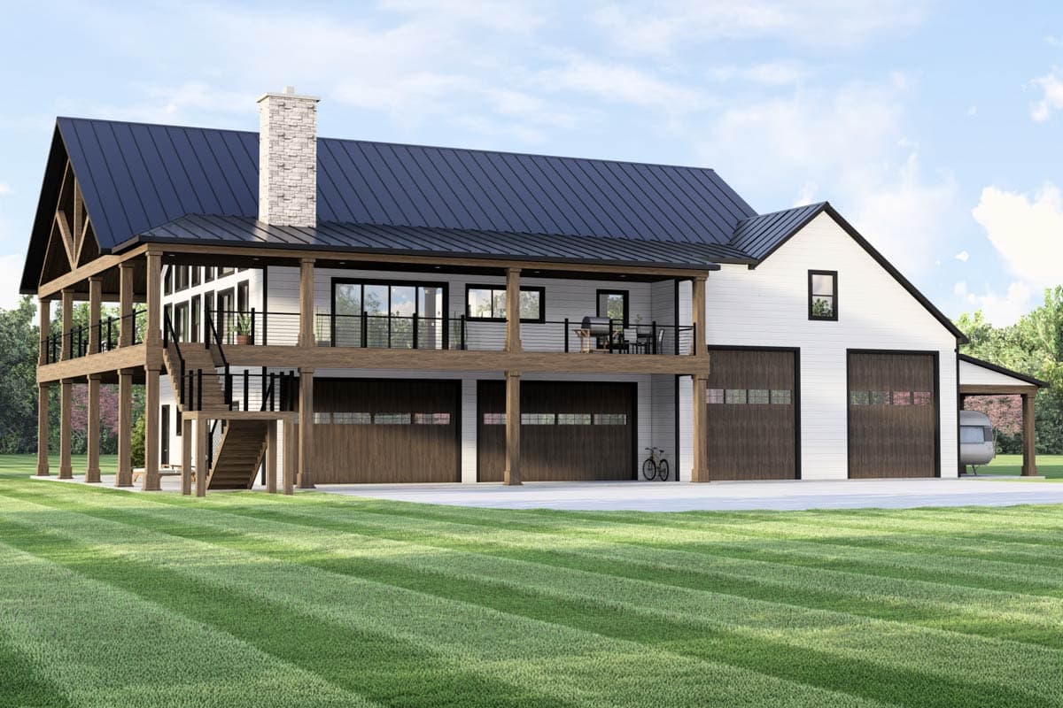 Plan 135381GRA: Barn Style House Plan with Expansive Deck, 6-Car RV Garage - Image #7 - Modern, Mountain