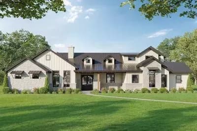 Hill Country House Plan with Outdoor Kitchen and Home Office