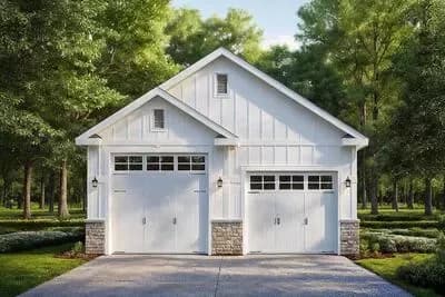 Craftsman 4-Car RV Garage Plan with Vaulted Ceilings