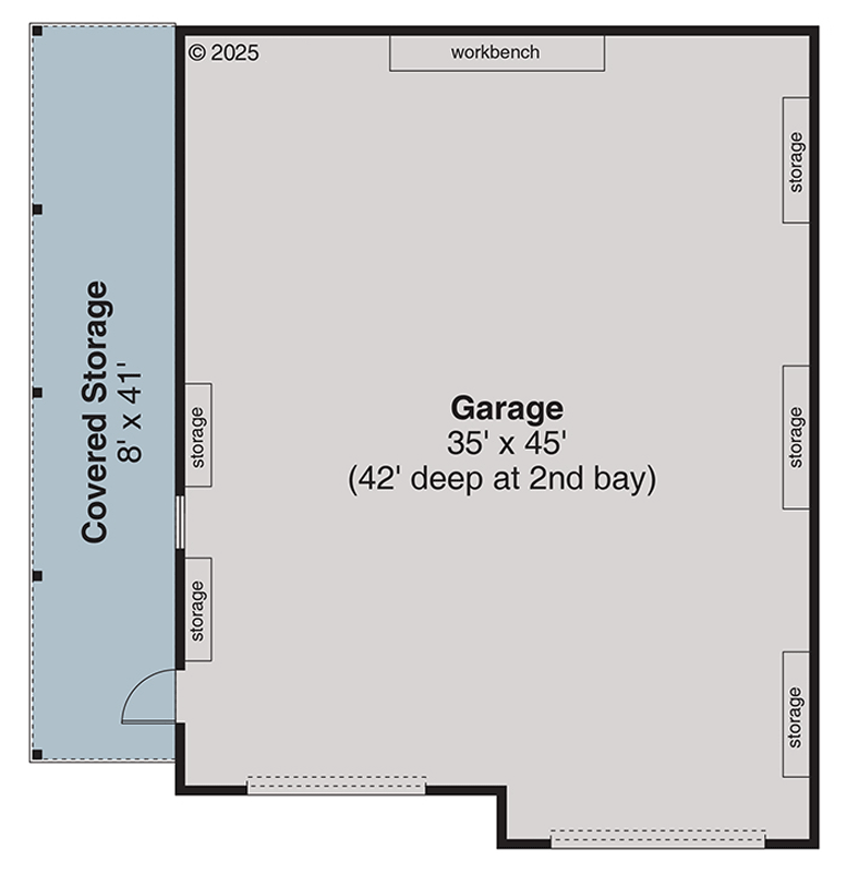 Plan 720143DA: Country Farmhouse Detached 4-Car RV Garage Plan with Deep Bays - Floor Plan - Main Level - Country, Craftsman, Farmhouse
