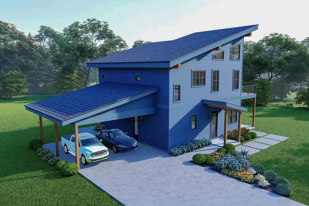 Plan 680606VR: Modern 3-Bed House Plan with Upstairs Master Suite and Game Room - Image #6 - Contemporary, Modern