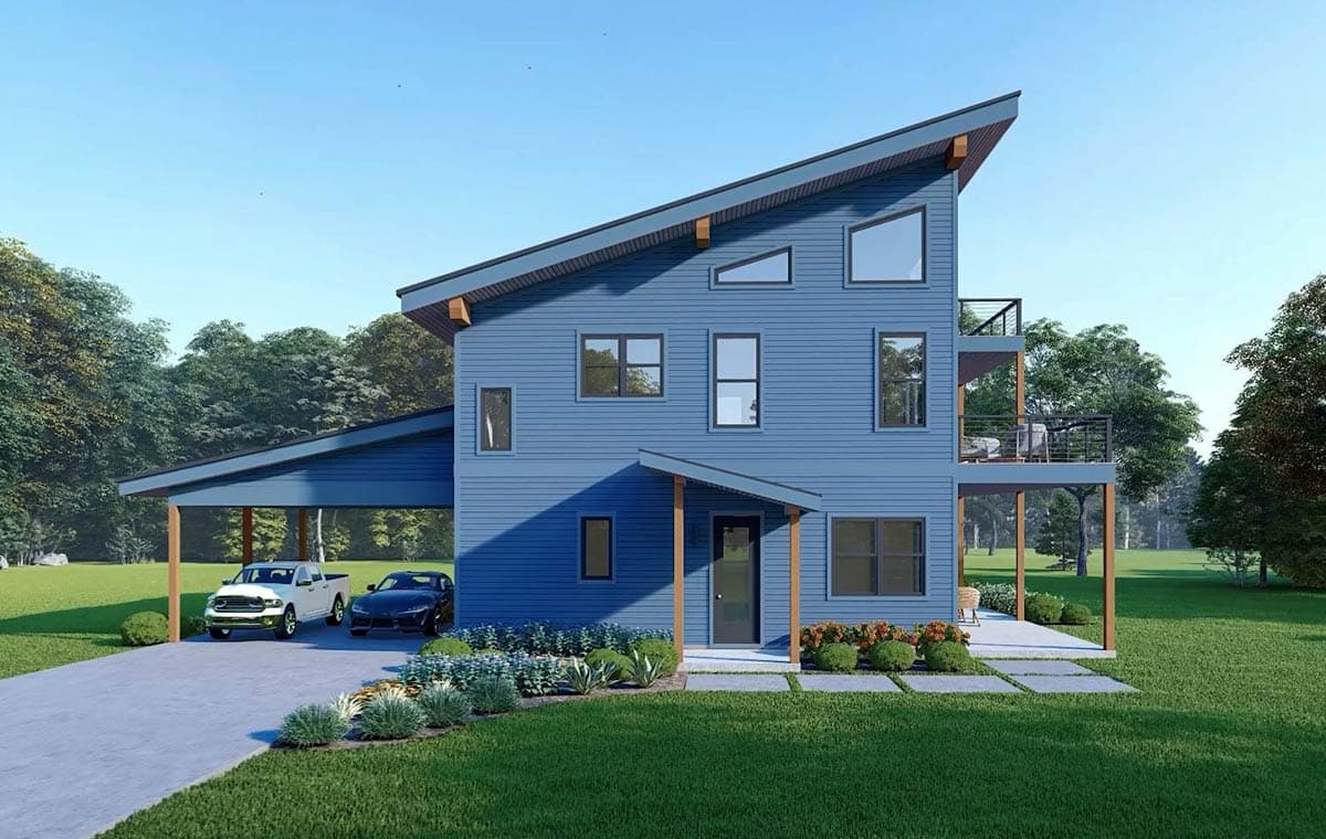 Plan 680606VR: Modern 3-Bed House Plan with Upstairs Master Suite and Game Room - Image #7 - Contemporary, Modern