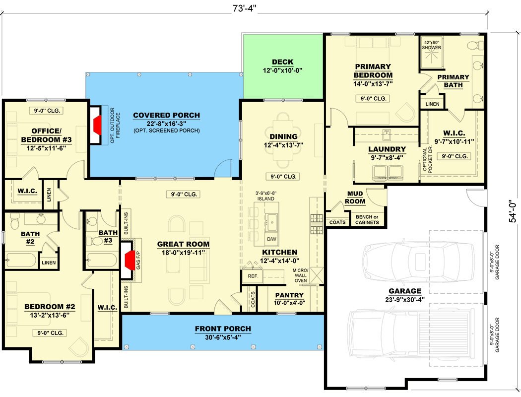 Plan 810050RBT: Inviting Modern Farmhouse House Plan with Split Beds and Outdoor Fireplace - Floor Plan - Main Level - Farmhouse, Modern Farmhouse