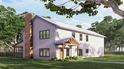 Modern Farmhouse Plan with Vaulted Living and Main-Level Master