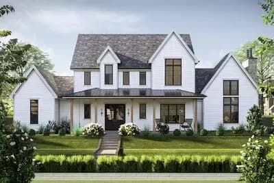 Chic 4-Bedroom Modern Farmhouse Plan with Main Floor Master Suite