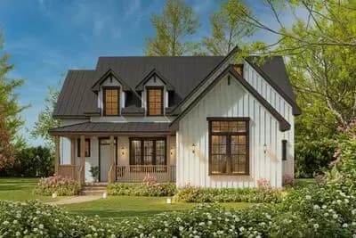 Spacious 5-Bedroom Modern Farmhouse House Plan with Main Level Master Suite