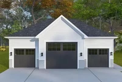 Spacious Craftsman 3-Car Garage House Plan with Workshop and High Ceilings