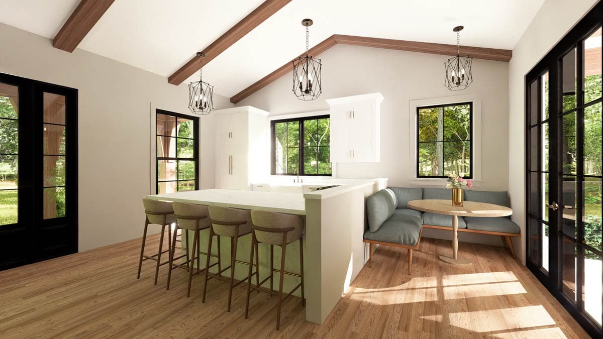 Plan 865028SHW: Charming 871 Sq Ft Modern Farmhouse House Plan with Vaulted Living - Image #7 - Cottage, Modern Farmhouse, New American